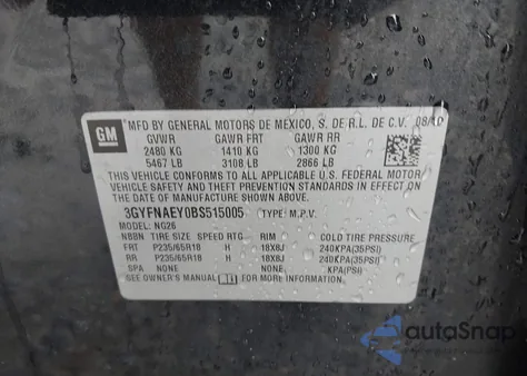 2011 Cadillac Srx Luxury Collection from USA, damaged, VIN 3GYFNAEY0BS515005